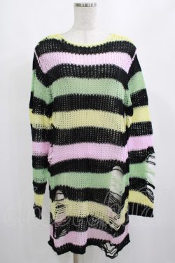 画像1: KILL STAR / Liqorice Knit Sweater XS 黒×ピンク×ミント×イエロー H-25-03-10-006-SL-TO-KB-ZH