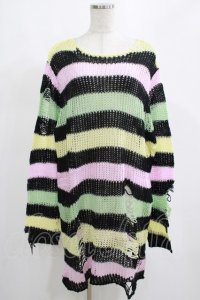 KILL STAR / Liqorice Knit Sweater L 黒×ピンク×ミント×イエロー H-25-03-10-062-SL-TO-KB-ZH