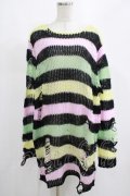 KILL STAR / Liqorice Knit Sweater L 黒×ピンク×ミント×イエロー H-25-03-10-064-SL-TO-KB-ZH