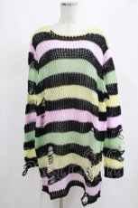 画像1: KILL STAR / Liqorice Knit Sweater L 黒×ピンク×ミント×イエロー H-25-03-10-064-SL-TO-KB-ZH (1)