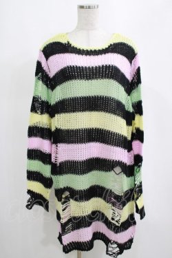 画像1: KILL STAR / Liqorice Knit Sweater L 黒×ピンク×ミント×イエロー H-25-03-10-066-SL-TO-KB-ZI