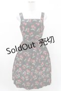 Jane Marple / チェリー刺繍ジャンパースカート M ブラック H-25-03-10-1006-JM-OP-KB-ZH