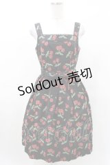 Jane Marple / チェリー刺繍ジャンパースカート M ブラック H-25-03-10-1006-JM-OP-KB-ZH