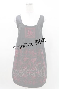 画像1: Jane Marple Dans Le Salon / 刺繍ジャンパースカート M ブラック H-25-03-10-1008-JM-OP-KB-ZH