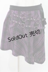ALGONQUINS / チェックアシメスカート F 紫 H-25-03-10-1013-AL-SK-KB-ZH