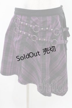 画像1: ALGONQUINS / チェックアシメスカート F 紫 H-25-03-10-1013-AL-SK-KB-ZH