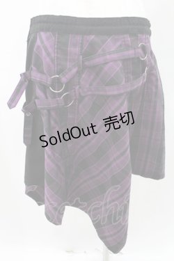 画像2: ALGONQUINS / チェックアシメスカート F 紫 H-25-03-10-1013-AL-SK-KB-ZH