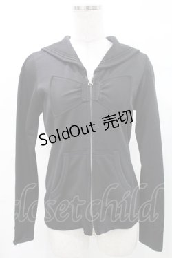 画像1: Jane Marple / セーラー襟ZIPパーカー M ブラック H-25-03-10-1018-JM-TO-KB-ZH