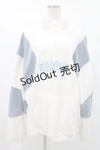 REFLEM / 切替フリースハーフZIPプルオーバー 白×ライトブルー FREE H-25-03-10-1020-PU-JA-KB-ZT210