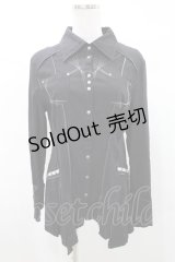 Ozz Croce / ステッチラインパイピングブラウス  黒 H-25-03-10-1023-OO-BL-KB-ZH