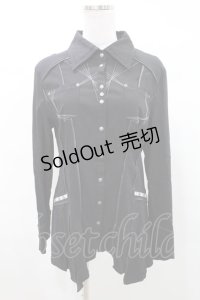 Ozz Croce / ステッチラインパイピングブラウス  黒 H-25-03-10-1023-OO-BL-KB-ZH
