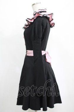 画像2: DARK IN LOVE / Gothic lolita pink ruffle neck princess dress XS ブラック×ピンク H-25-03-10-001-PU-OP-KB-ZH