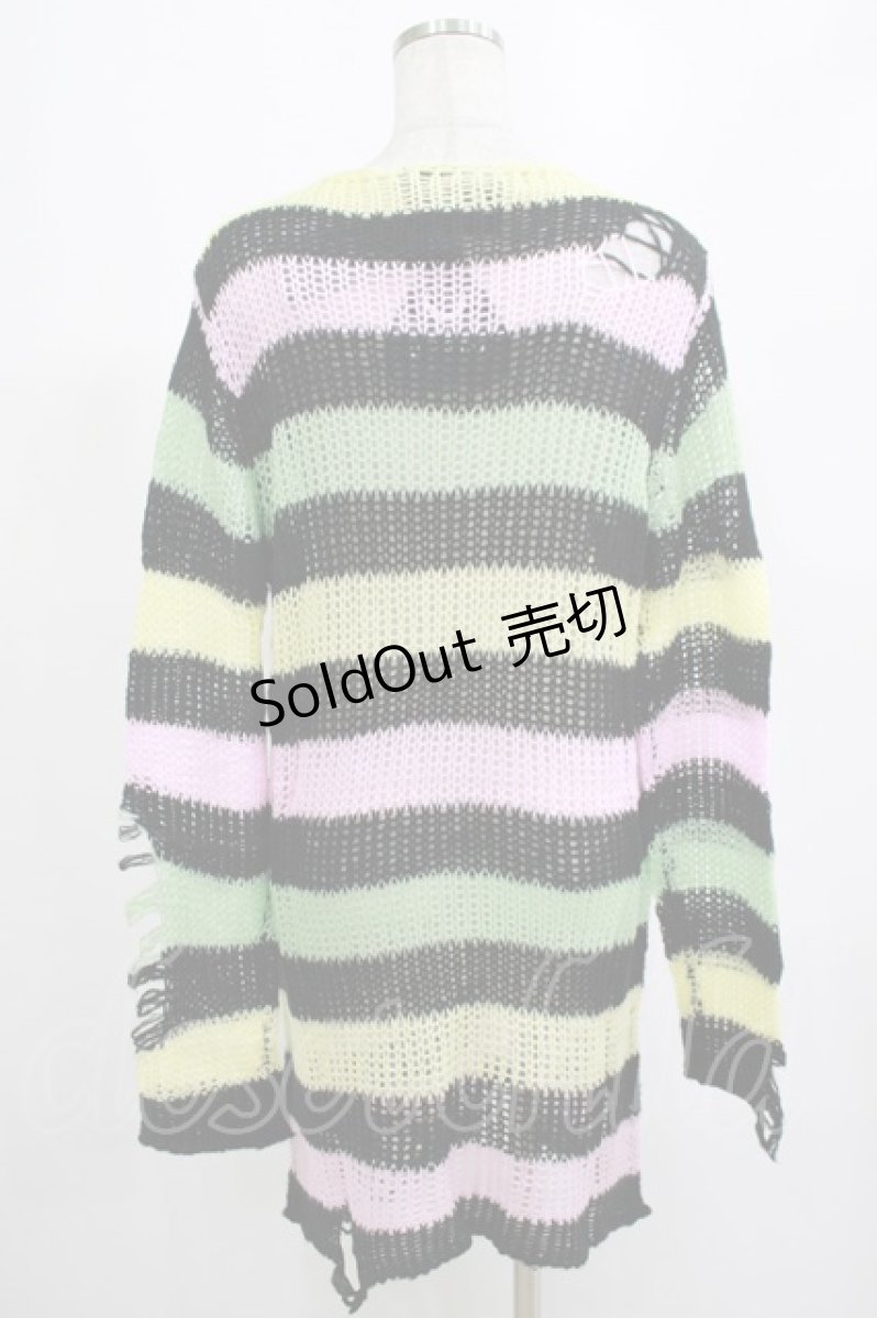 画像3: KILL STAR / Liqorice Knit Sweater XS 黒×ピンク×ミント×イエロー H-25-03-10-006-SL-TO-KB-ZH (3)