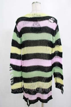 画像3: KILL STAR / Liqorice Knit Sweater XS 黒×ピンク×ミント×イエロー H-25-03-10-006-SL-TO-KB-ZH