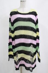 KILL STAR / Liqorice Knit Sweater L 黒×ピンク×ミント×イエロー H-25-03-10-068-SL-TO-KB-ZT206