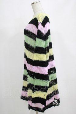 画像2: KILL STAR / Liqorice Knit Sweater L 黒×ピンク×ミント×イエロー H-25-03-10-068-SL-TO-KB-ZT206