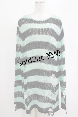 画像1: KILL STAR / After Eight Knit Sweater S 黒×ミントグリーン H-25-03-10-069-SL-TO-KB-ZI