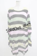 KILL STAR / Liqorice Knit Sweater L 黒×ピンク×ミント×イエロー H-25-03-10-070-SL-TO-KB-ZY