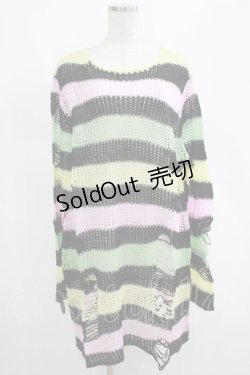 画像1: KILL STAR / Liqorice Knit Sweater L 黒×ピンク×ミント×イエロー H-25-03-10-070-SL-TO-KB-ZY