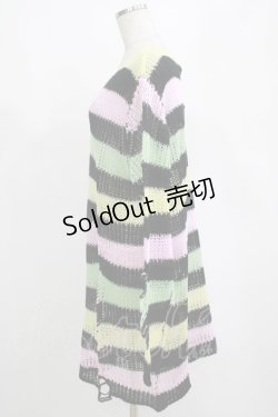 画像2: KILL STAR / Liqorice Knit Sweater L 黒×ピンク×ミント×イエロー H-25-03-10-070-SL-TO-KB-ZY