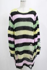 KILL STAR / Liqorice Knit Sweater L 黒×ピンク×ミント×イエロー H-25-03-10-072-SL-TO-KB-ZH