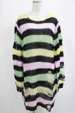 画像1: KILL STAR / Liqorice Knit Sweater L 黒×ピンク×ミント×イエロー H-25-03-10-072-SL-TO-KB-ZH (1)