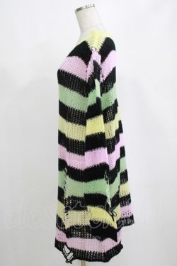 画像2: KILL STAR / Liqorice Knit Sweater L 黒×ピンク×ミント×イエロー H-25-03-10-072-SL-TO-KB-ZH