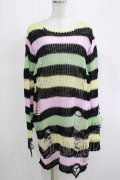 KILL STAR / Liqorice Knit Sweater L 黒×ピンク×ミント×イエロー H-25-03-10-074-SL-TO-KB-ZH