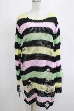 画像1: KILL STAR / Liqorice Knit Sweater L 黒×ピンク×ミント×イエロー H-25-03-10-074-SL-TO-KB-ZH