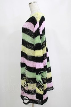 画像2: KILL STAR / Liqorice Knit Sweater L 黒×ピンク×ミント×イエロー H-25-03-10-074-SL-TO-KB-ZH