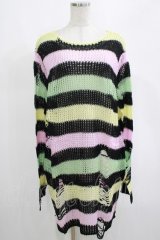 KILL STAR / Liqorice Knit Sweater L 黒×ピンク×ミント×イエロー H-25-03-10-076-SL-TO-KB-ZH
