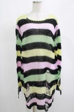画像1: KILL STAR / Liqorice Knit Sweater L 黒×ピンク×ミント×イエロー H-25-03-10-076-SL-TO-KB-ZH (1)
