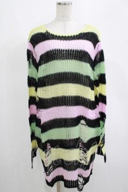 画像1: KILL STAR / Liqorice Knit Sweater L 黒×ピンク×ミント×イエロー H-25-03-10-076-SL-TO-KB-ZH
