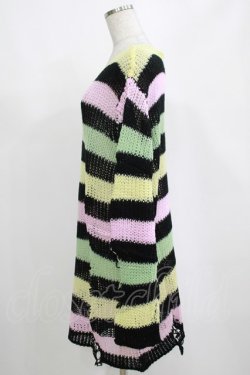 画像2: KILL STAR / Liqorice Knit Sweater L 黒×ピンク×ミント×イエロー H-25-03-10-076-SL-TO-KB-ZH