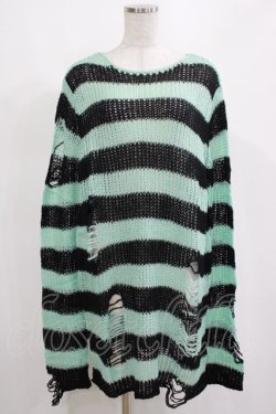 画像1: KILL STAR / After Eight Knit Sweater S 黒×ミントグリーン H-25-03-10-077-SL-TO-KB-ZY
