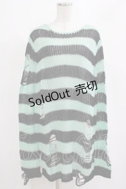 画像1: KILL STAR / After Eight Knit Sweater S 黒×ミントグリーン H-25-03-10-077-SL-TO-KB-ZY