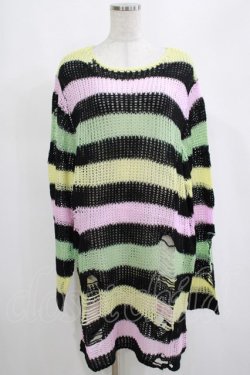 画像1: KILL STAR / Liqorice Knit Sweater L 黒×ピンク×ミント×イエロー H-25-03-10-078-SL-TO-KB-ZH