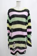 KILL STAR / Liqorice Knit Sweater XS 黒×ピンク×ミント×イエロー H-25-03-10-008-SL-TO-KB-ZH