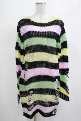 KILL STAR / Liqorice Knit Sweater XS 黒×ピンク×ミント×イエロー H-25-03-10-008-SL-TO-KB-ZH