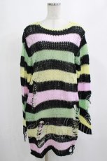 画像1: KILL STAR / Liqorice Knit Sweater XS 黒×ピンク×ミント×イエロー H-25-03-10-008-SL-TO-KB-ZH (1)
