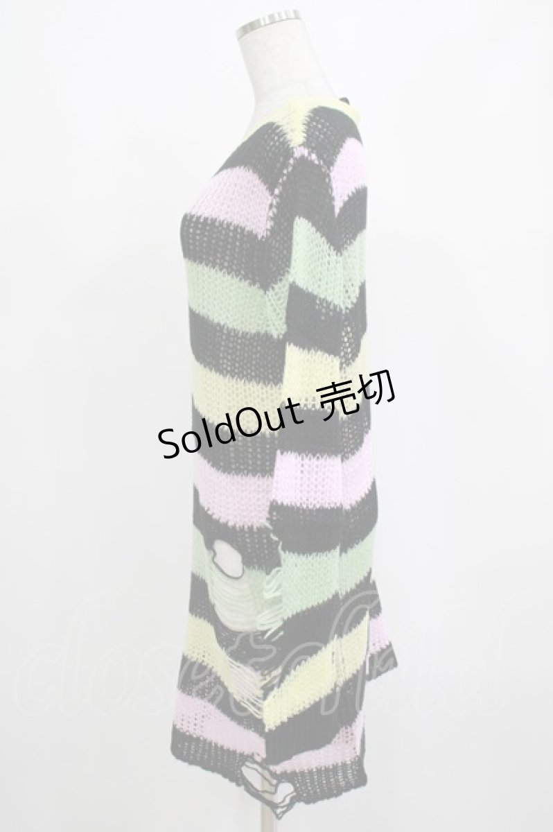 画像2: KILL STAR / Liqorice Knit Sweater XS 黒×ピンク×ミント×イエロー H-25-03-10-008-SL-TO-KB-ZH (2)