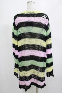 画像3: KILL STAR / Liqorice Knit Sweater XS 黒×ピンク×ミント×イエロー H-25-03-10-008-SL-TO-KB-ZH