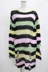 KILL STAR / Liqorice Knit Sweater XS 黒×ピンク×ミント×イエロー H-25-03-10-009-SL-TO-KB-ZH