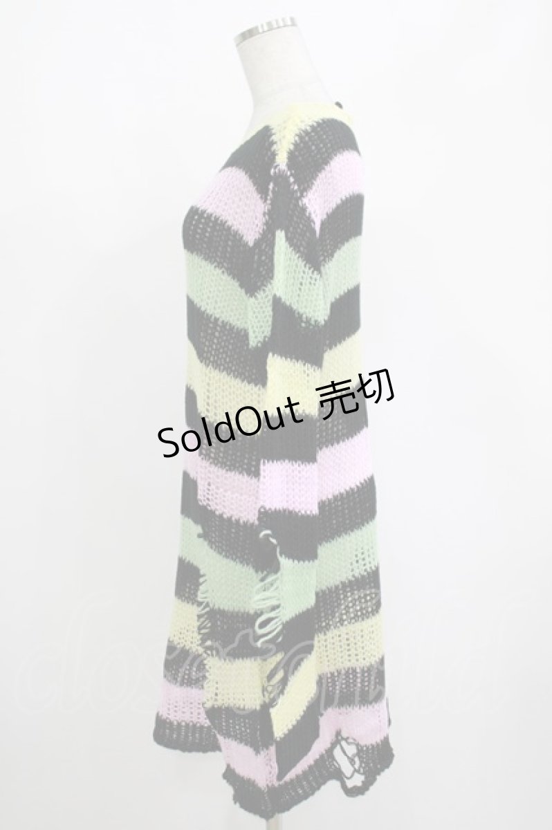 画像2: KILL STAR / Liqorice Knit Sweater XS 黒×ピンク×ミント×イエロー H-25-03-10-009-SL-TO-KB-ZH (2)