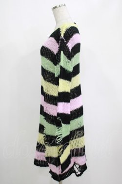 画像2: KILL STAR / Liqorice Knit Sweater XS 黒×ピンク×ミント×イエロー H-25-03-10-009-SL-TO-KB-ZH