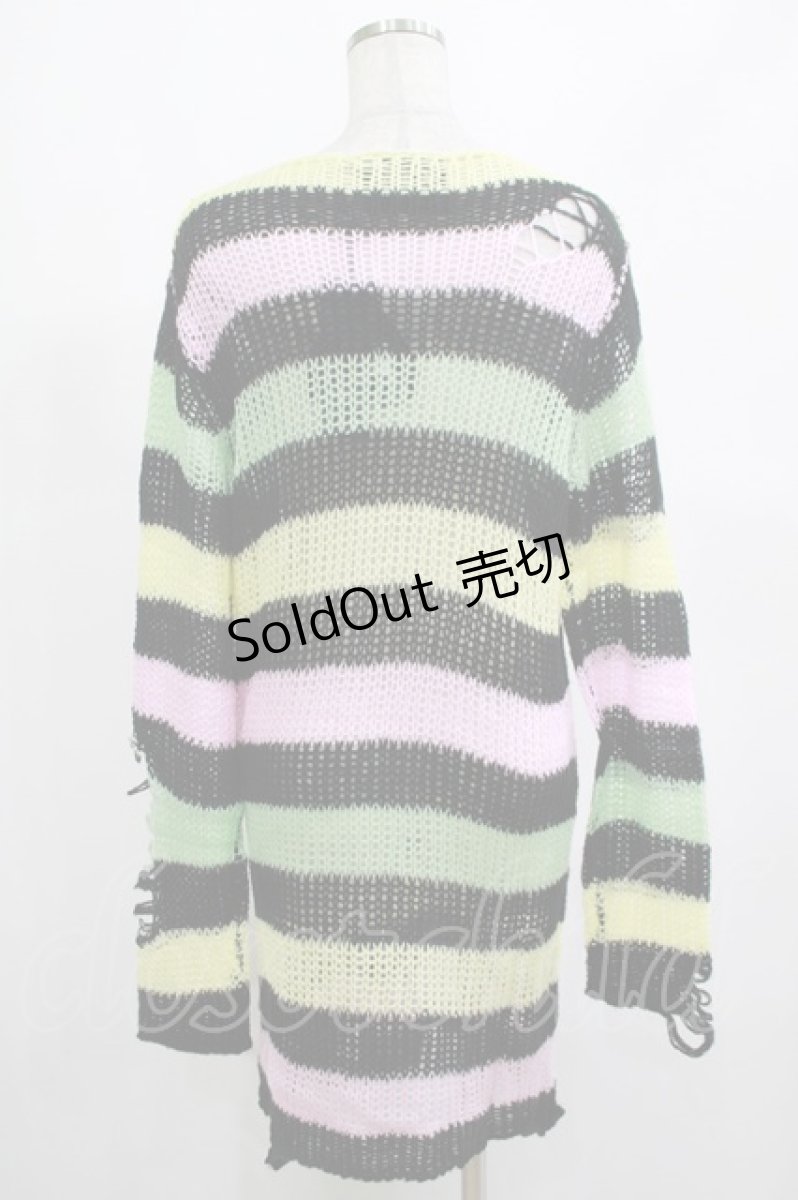 画像3: KILL STAR / Liqorice Knit Sweater XS 黒×ピンク×ミント×イエロー H-25-03-10-009-SL-TO-KB-ZH (3)