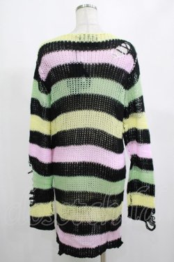 画像3: KILL STAR / Liqorice Knit Sweater XS 黒×ピンク×ミント×イエロー H-25-03-10-009-SL-TO-KB-ZH