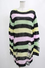 KILL STAR / Liqorice Knit Sweater XS 黒×ピンク×ミント×イエロー H-25-03-10-011-SL-TO-KB-ZH