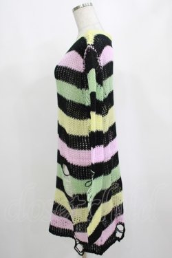画像2: KILL STAR / Liqorice Knit Sweater XS 黒×ピンク×ミント×イエロー H-25-03-10-011-SL-TO-KB-ZH