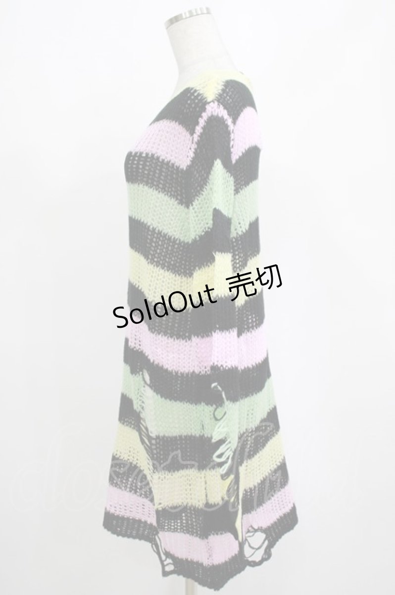 画像2: KILL STAR / Liqorice Knit Sweater XS 黒×ピンク×ミント×イエロー H-25-03-10-012-SL-TO-KB-ZH (2)